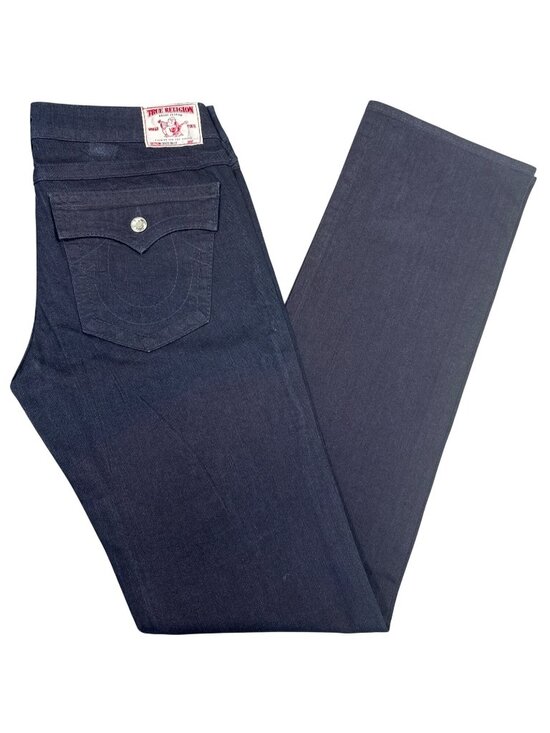 True Religion Denim - True Religion Disco Billy Bootcut Crystal Trim Jeans 30 Black Dark Wash Stretch